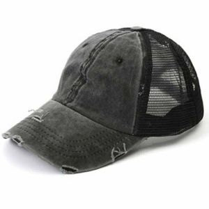 Black Vintage Distressed Mesh Cap